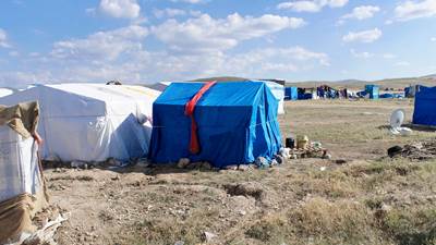 Telte i en flygtningelejr