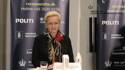 Pernille Rosenkrantz-Theil til pressemøde om coronavirus