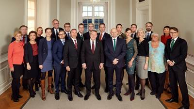 Billede af Regeringen Lars Løkke Rasmussen 3 i forbindelse med præsenationen af ny regering i 2016