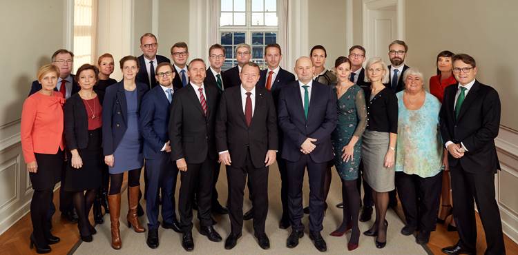 Billede af Regeringen Lars Løkke Rasmussen 3 i forbindelse med præsenationen af ny regering i 2016