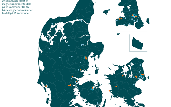Kort over ghettoområder i Danmark