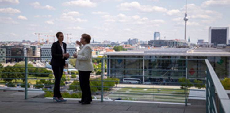 Statsminister Mette Frederiksen og Merkel i Berlin 