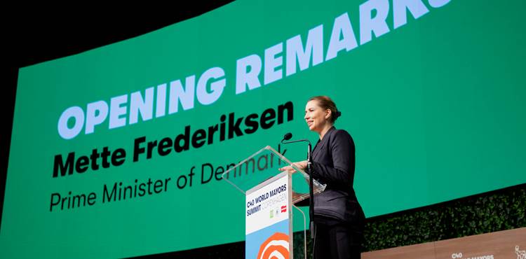 Statsminister Mette Frederiksen taler ved C40 møde