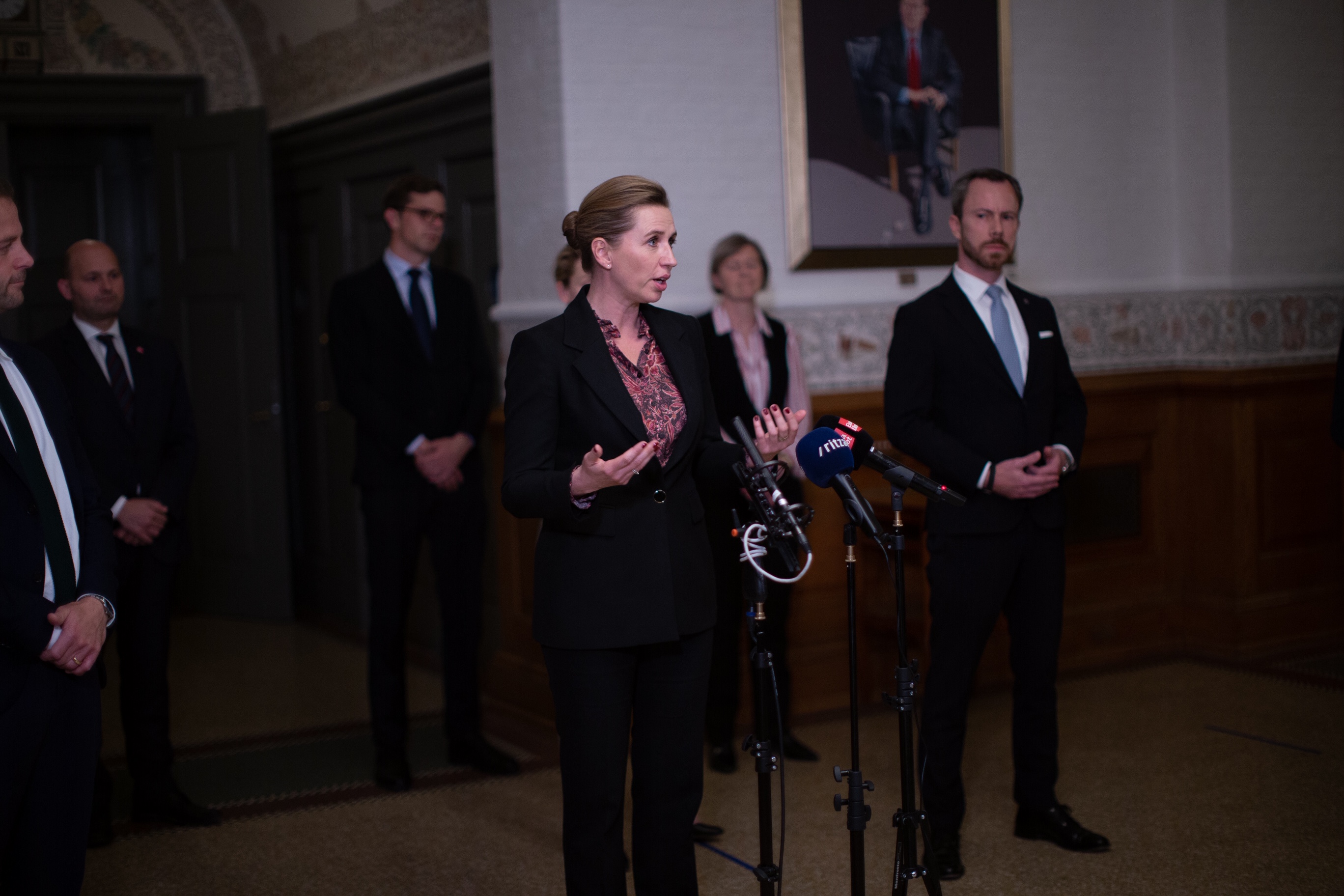 Statsminister Mette Frederiksen møder pressen efter forhandlinger med Folketingets partier